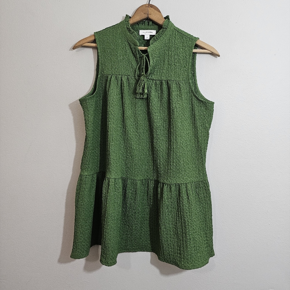 Anthropologie Calligraphie Green Sleeveless Top